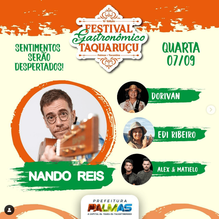 Arte digital com a programação de shows do primeiro dia de evento.