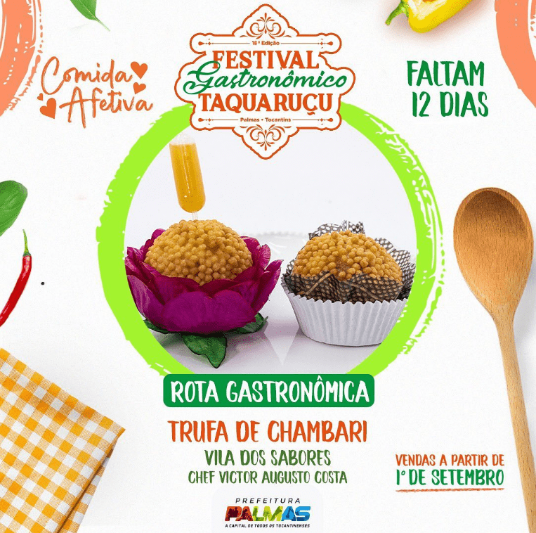 Arte digital de divulgação do evento, com um dos pratos participantes da categoria Rota Gastronômica.