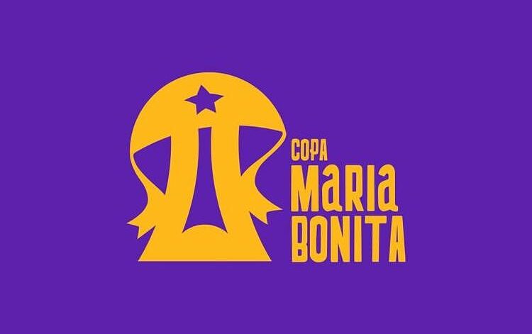 Imagem ilustrativa com descrição "Copa Maria Bonita" e ilustração de uma taça sobreposta por um chápeu típico do Nordeste.