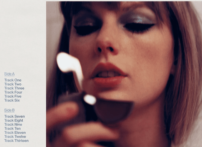 reprodução de capa do álbum novo da cantora Taylor Swift