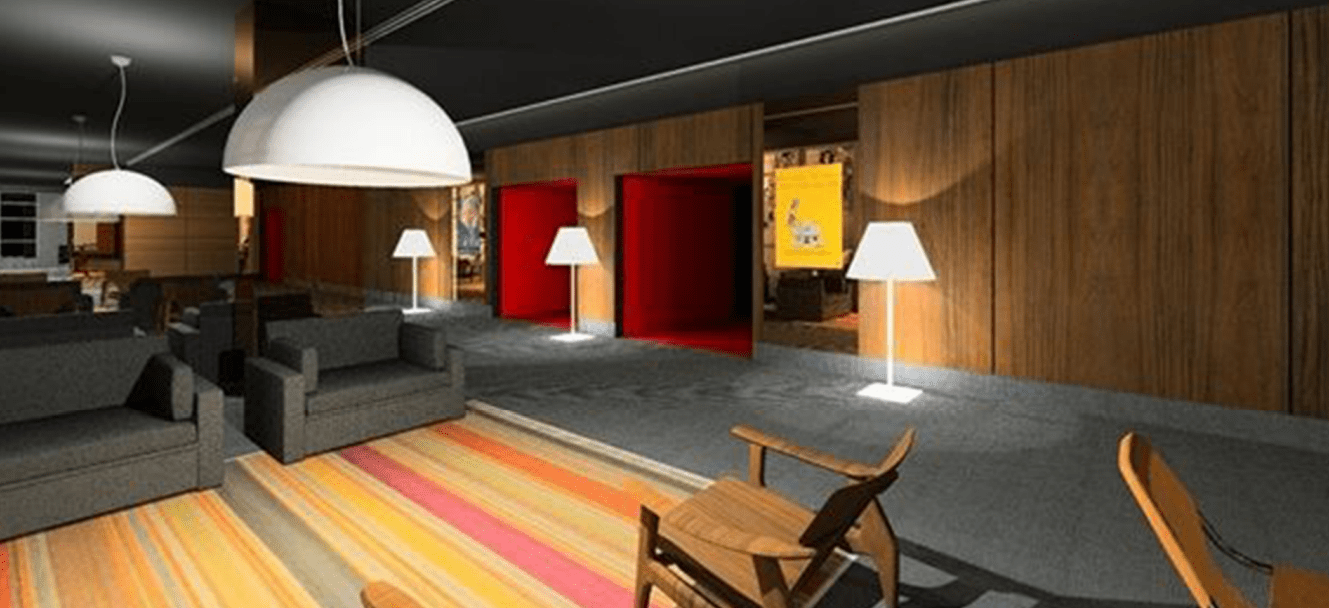 imagem conceitual de projeto de cinema no complexo do Centro Cultural Oscar Niemeyer