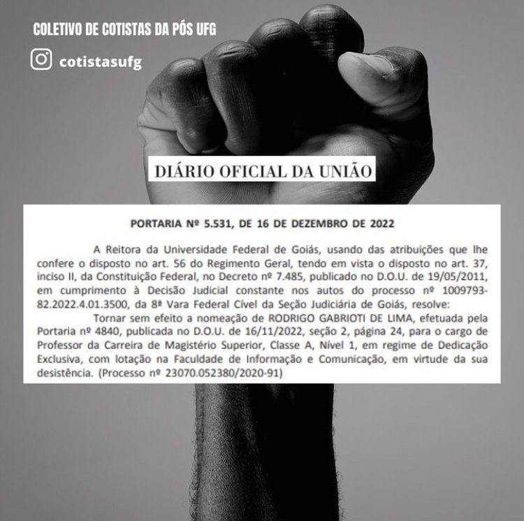 Manifestação nas redes sociais (Fotos: Cotistas UFG / Perfil Instagram)