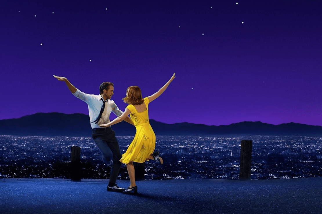 Mia e Sebastian dançando em “La La Land”