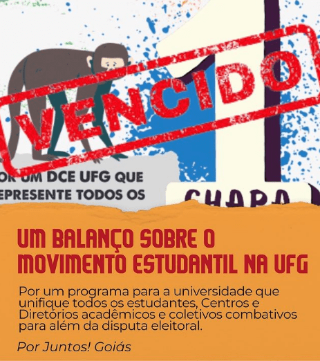 cartaz divulgado pelo coletivo juntos! em uma mobilização por novas eleições e em oposição a atual gestão do dce