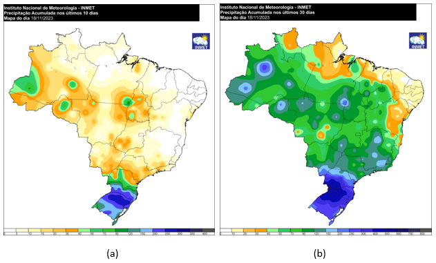 analise do nivel de precipitação em acumulo nas regiões do brasil