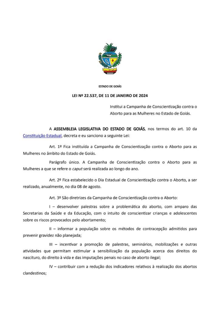 Imagem apresenta a Lei Nº 22.537