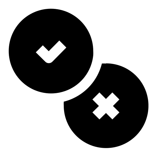 ícone de dicas certo errado check checkmarks x xis